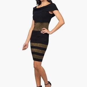 Macys bebe black and golden dress brand new
